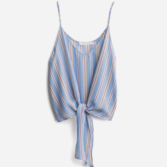 Lush Tops - Lush Parina Tie Front Crop Cami Striped Blouse